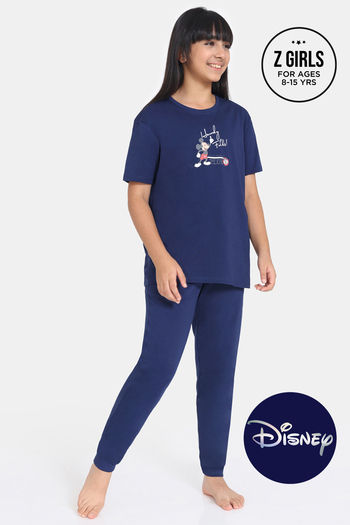Buy Zivame Girls Disney Knit Cotton Loungewear Set - Medieval Blue